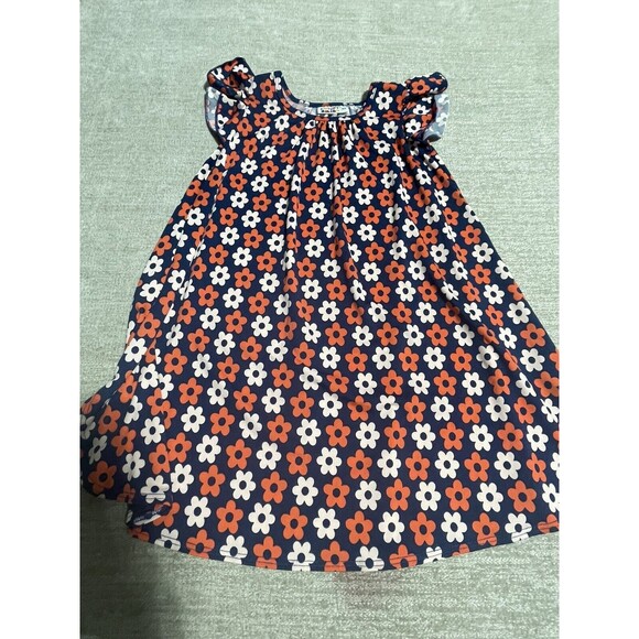 Dot Dot Smile Dress Girl’s Size 5/6 Blue Floral Short Sleeve Graphic - Picture 1 of 10